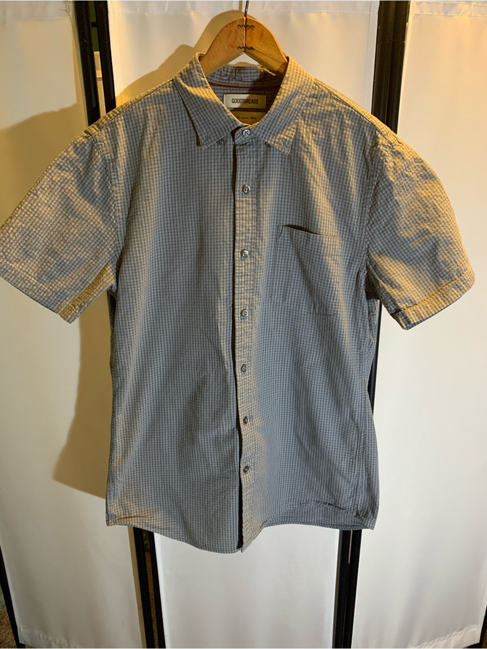 Goodthreads Short-Sleeve Button-Down Shirt in Grey Check